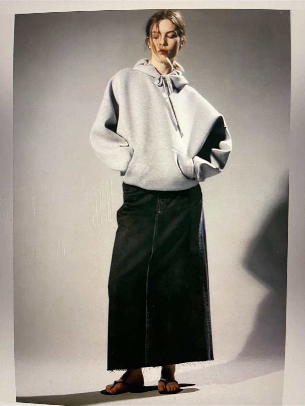 H&M Black Denim Skirt 5 Pocket Maxi